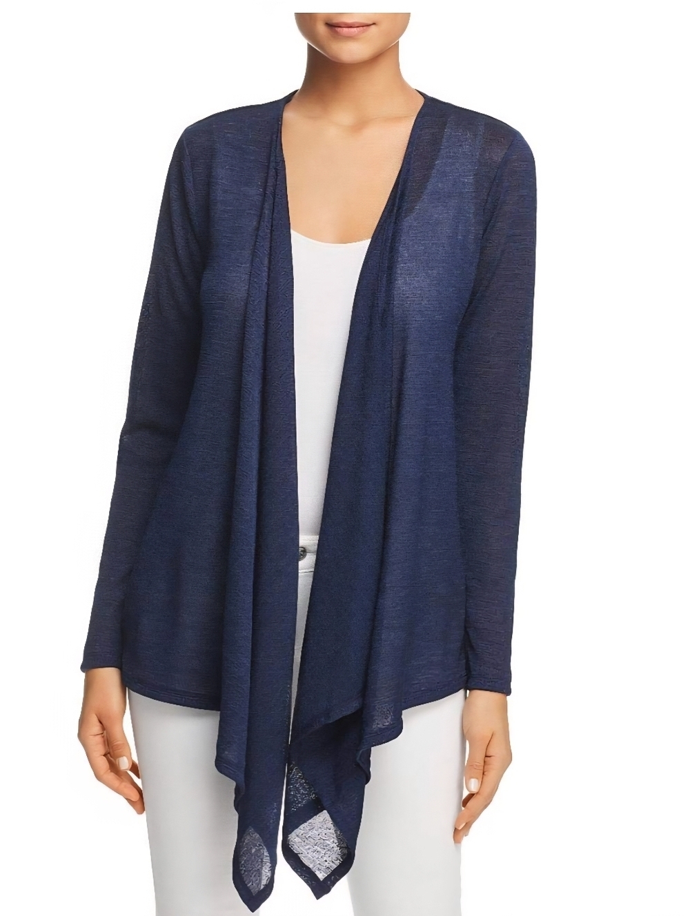 Michael Michael Kors Womens Asymmetric Sheer Cardigan Sweater in Navy, Size 0X